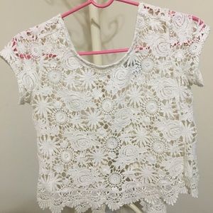 Sheer Floral-Embroidered Top